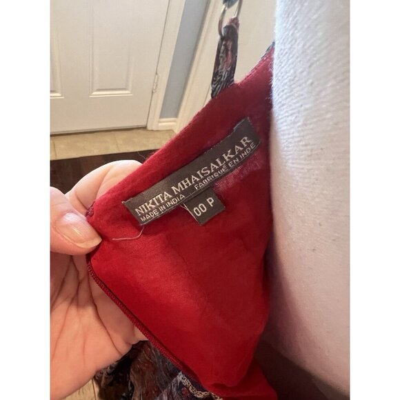 Nikita Mhaisalkar Anthropologie Spaghetti Straps Tiered Linen Modal Blend SZ 00P - Picture 9 of 9